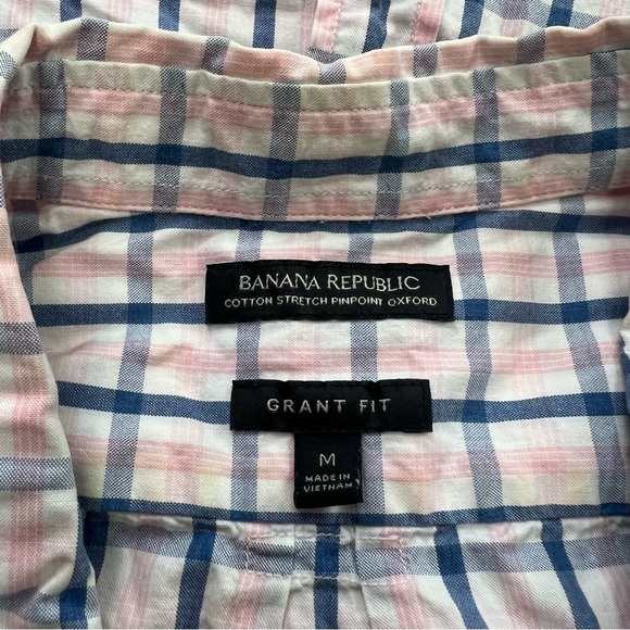 banana republic men’s pink blue flannel button down shirt M Cotton L36-8 - Picture 5 of 5